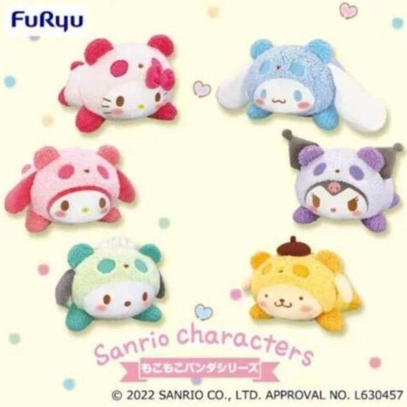 Sanrio Fluffy Panda Plush - Kuromi My Melody Pompompurin Hello Kitty Cinnamoroll - Picture 1 of 1